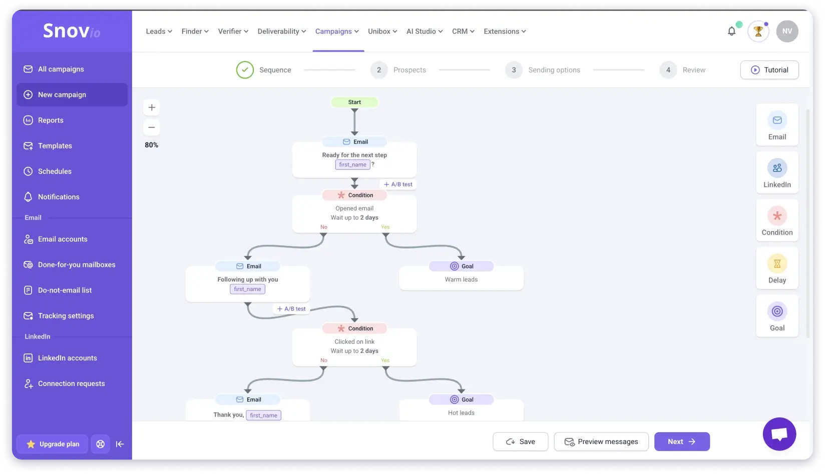 Snov.io Campaign Builder