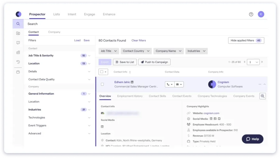 cognism b2b contact database