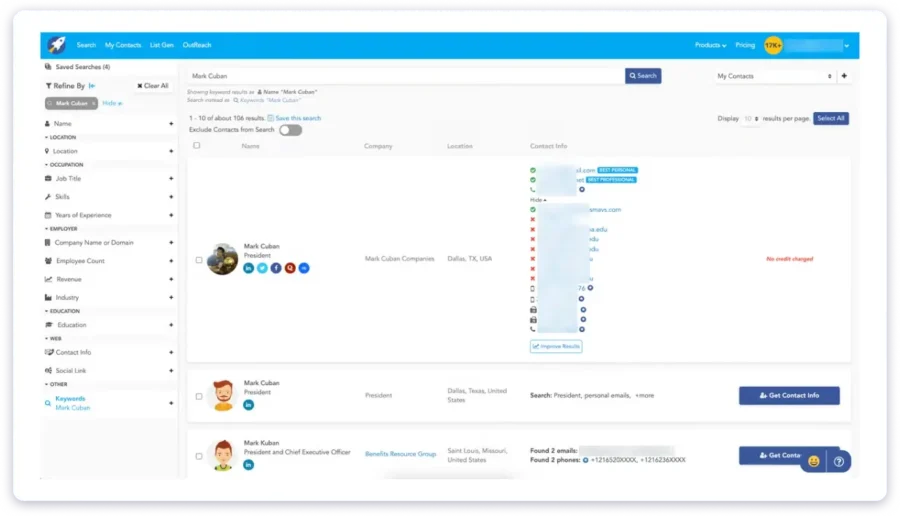 rocketreach b2b contact database