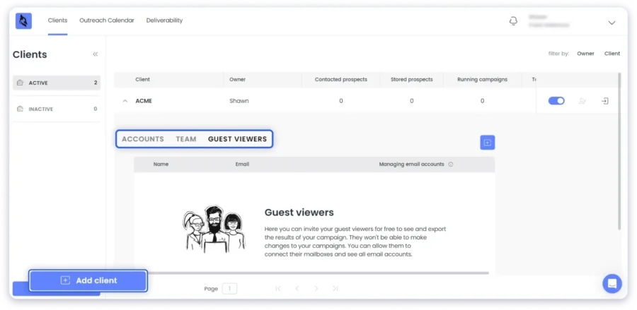 client management dashboard woodpecker