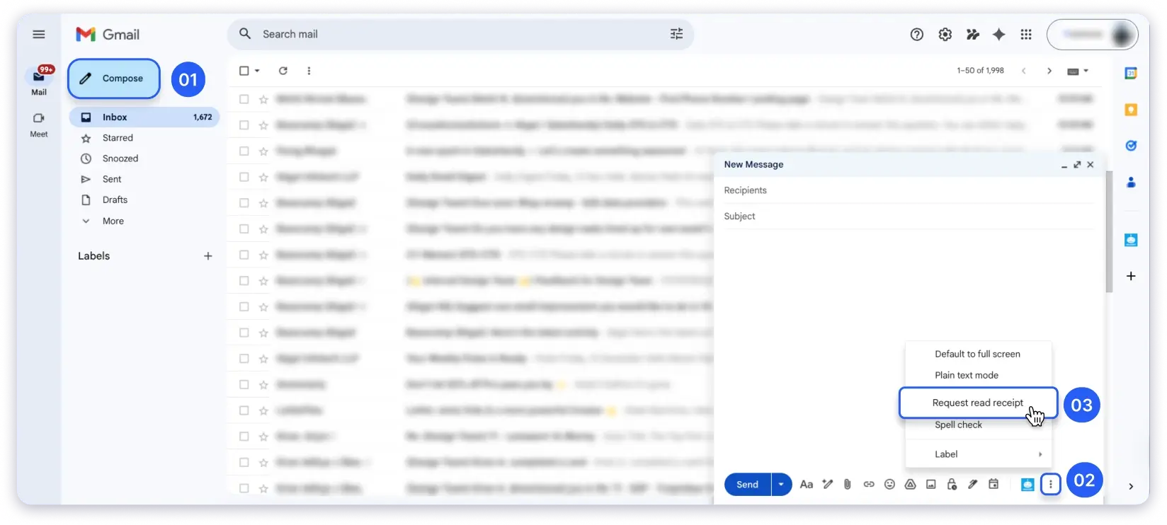 Enable read receipts in Gmail