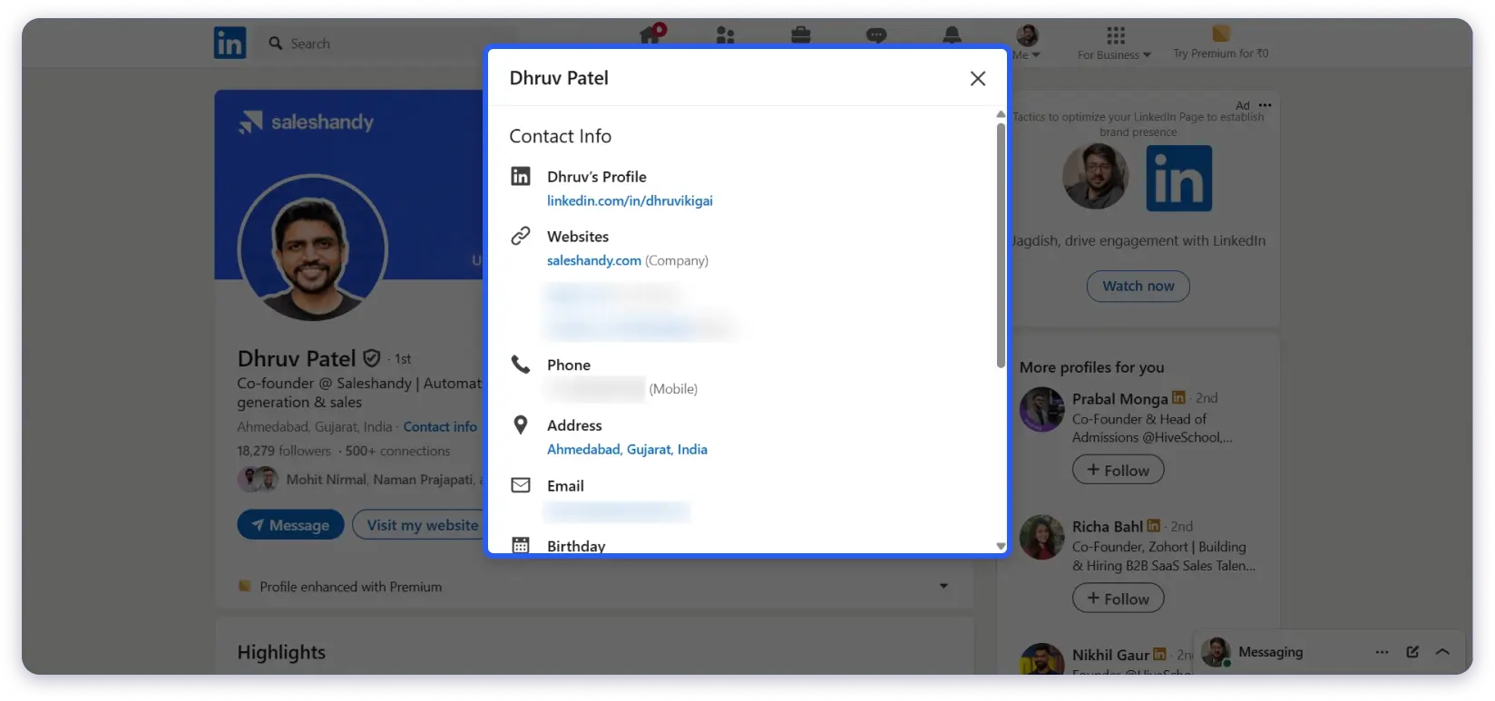 Find phone numbers from LinkedIn