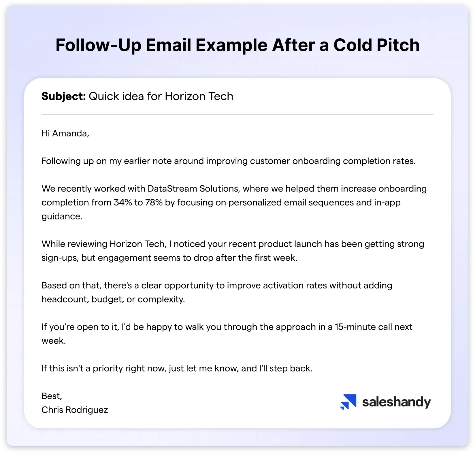 Cold email follow up email example