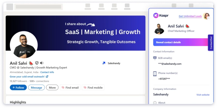 Kaspr Lead Finding Extension