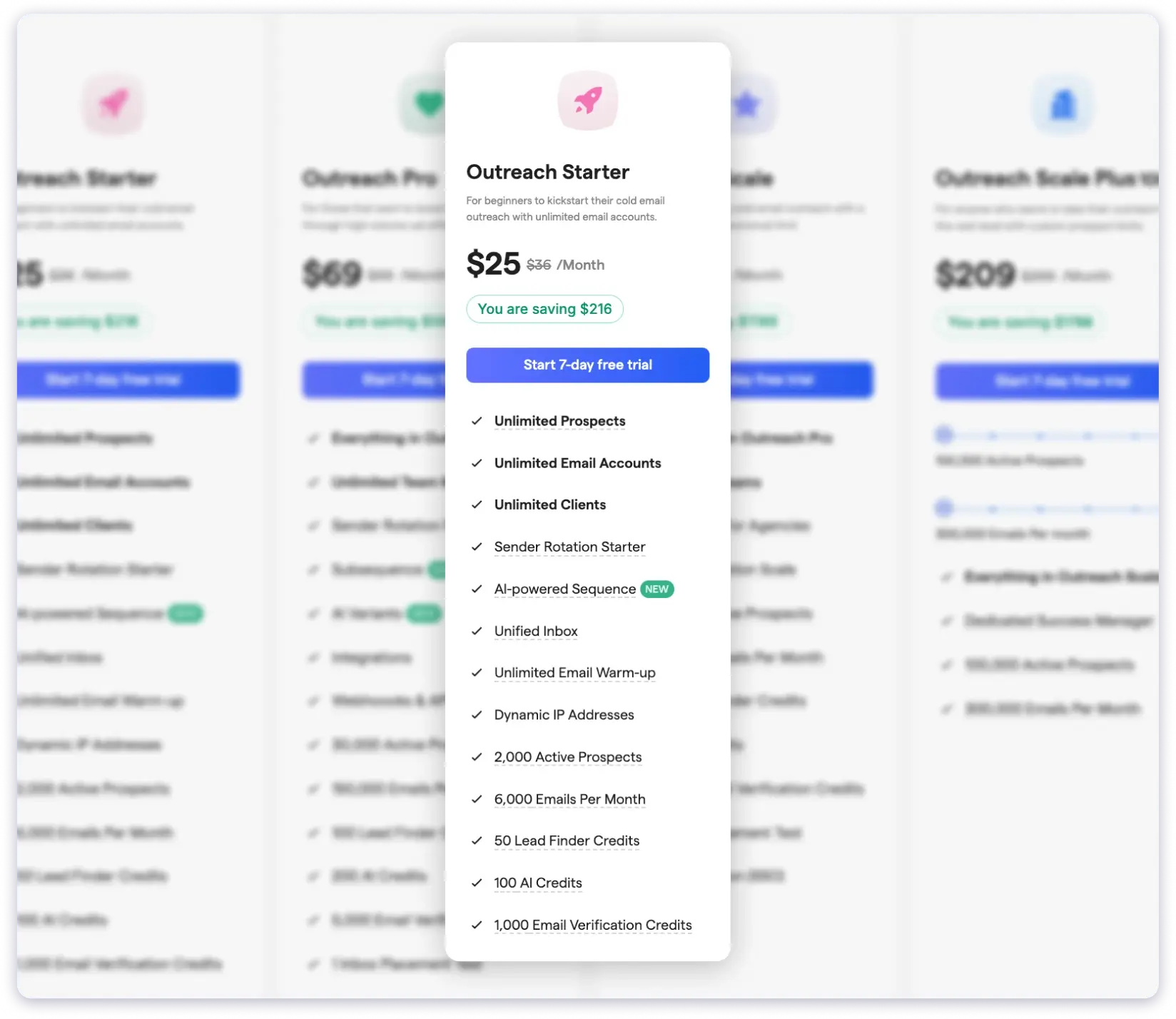 Saleshandy Outreach Starter Pricing Plan Breakdown