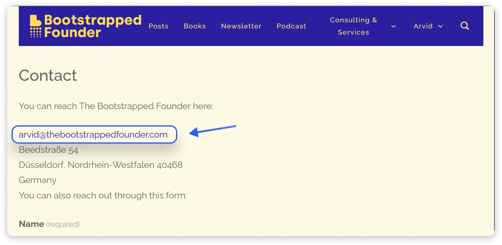 Find email on website