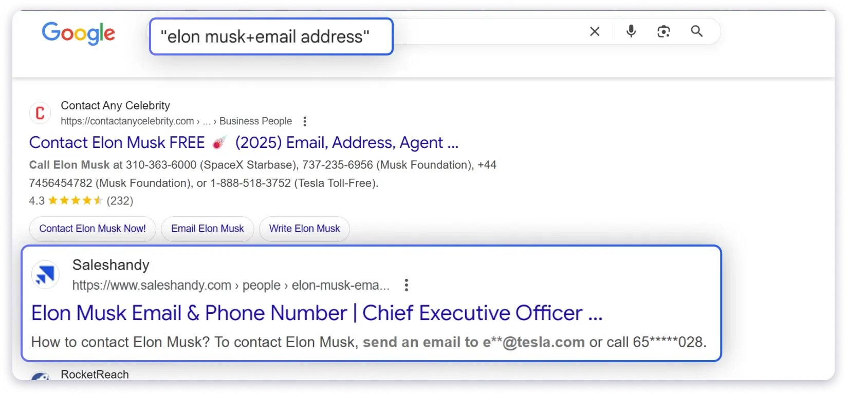 Find email address with google search operators 