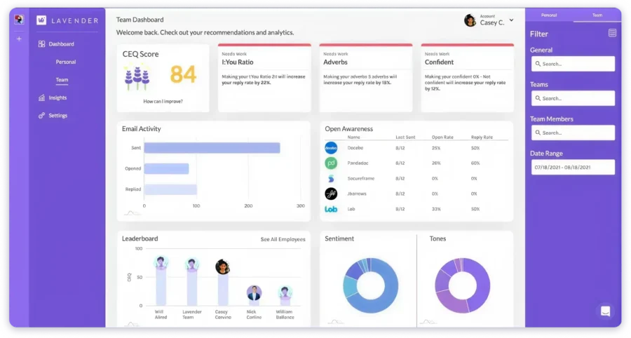 Lavender AI Email Writing Tool
