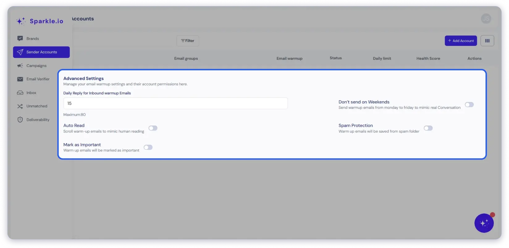 Sparkle.io Email Warmup Tool