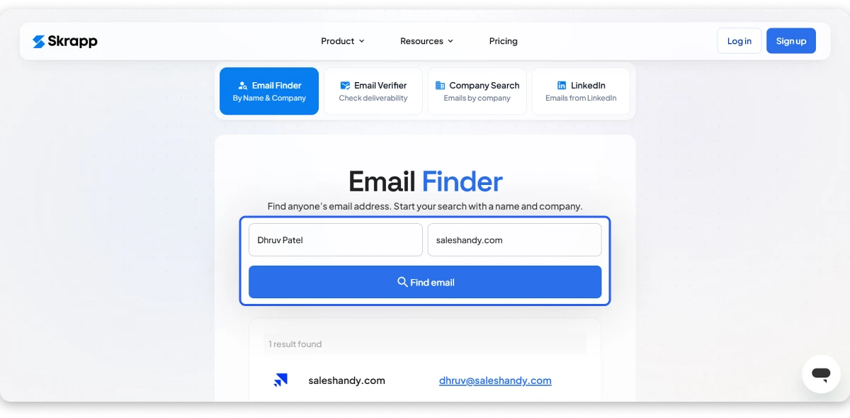 Skrapp.io email finder tool