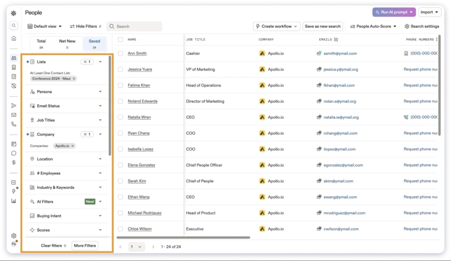 Apollo.io lead prospecting