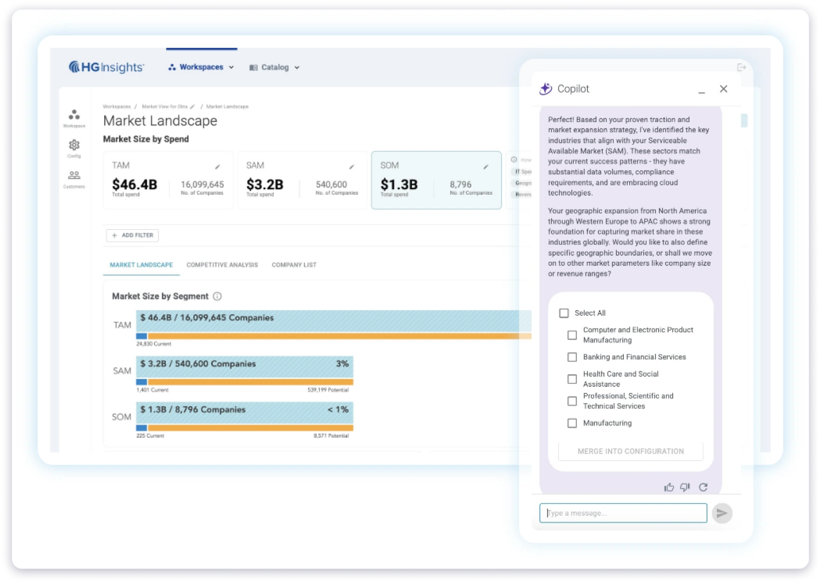 HG Insight provides a detailed report with the Co-pilot feature for data accuracy and in-depth research.