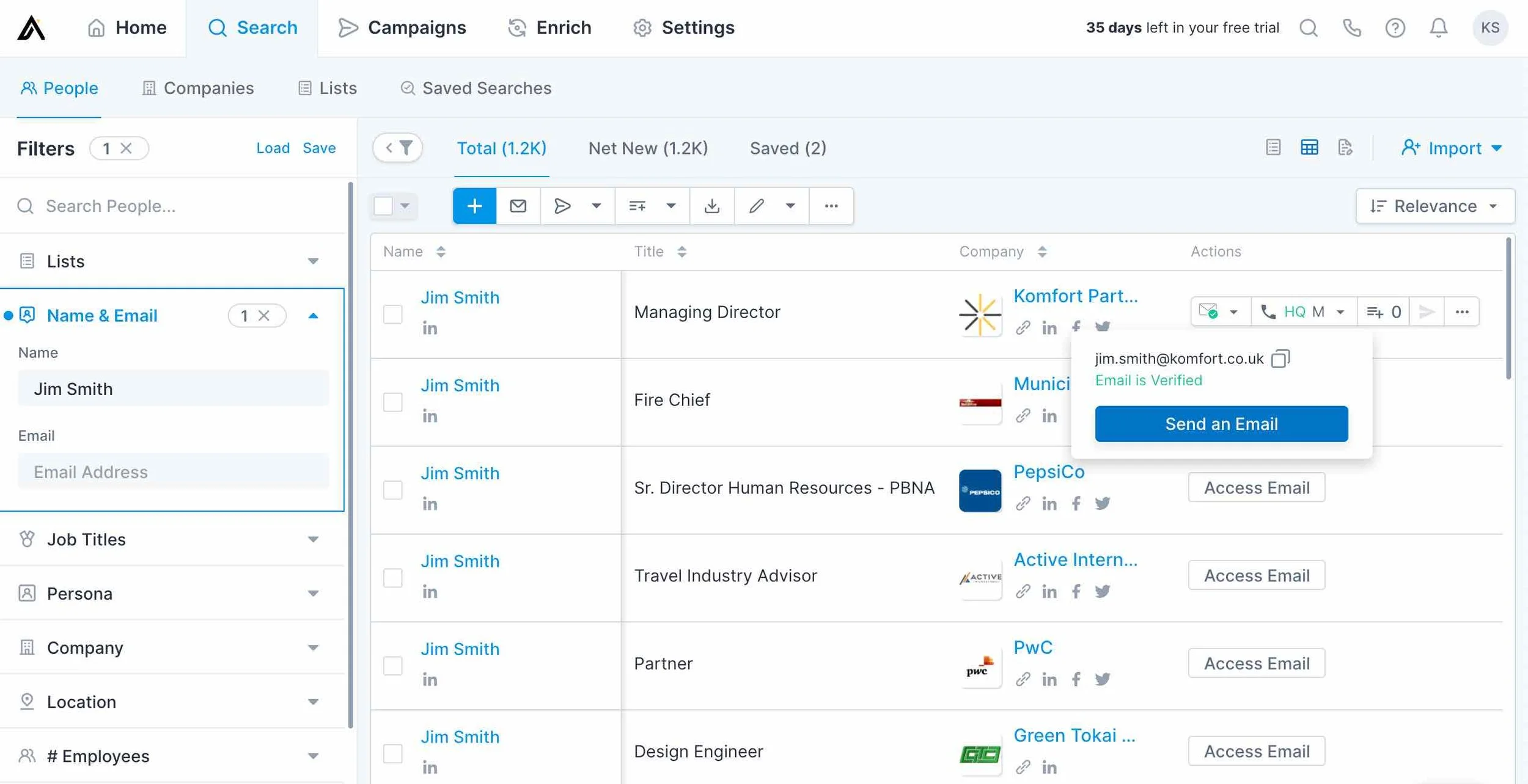 Apollo's email finder