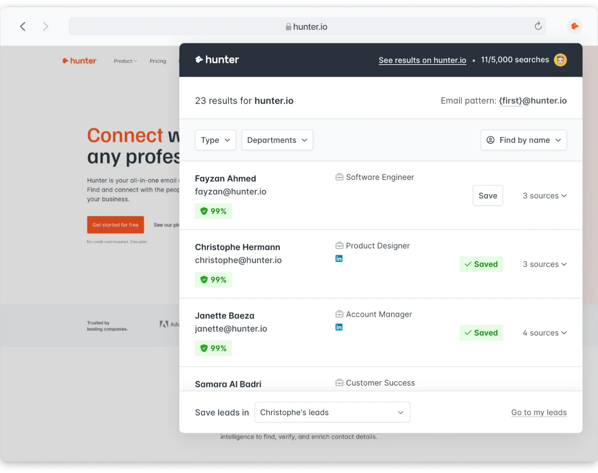 Hunter.io email extrator