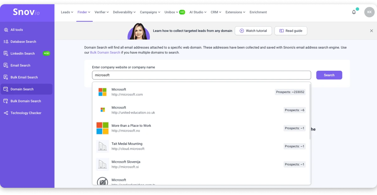 Snov.io email extractor