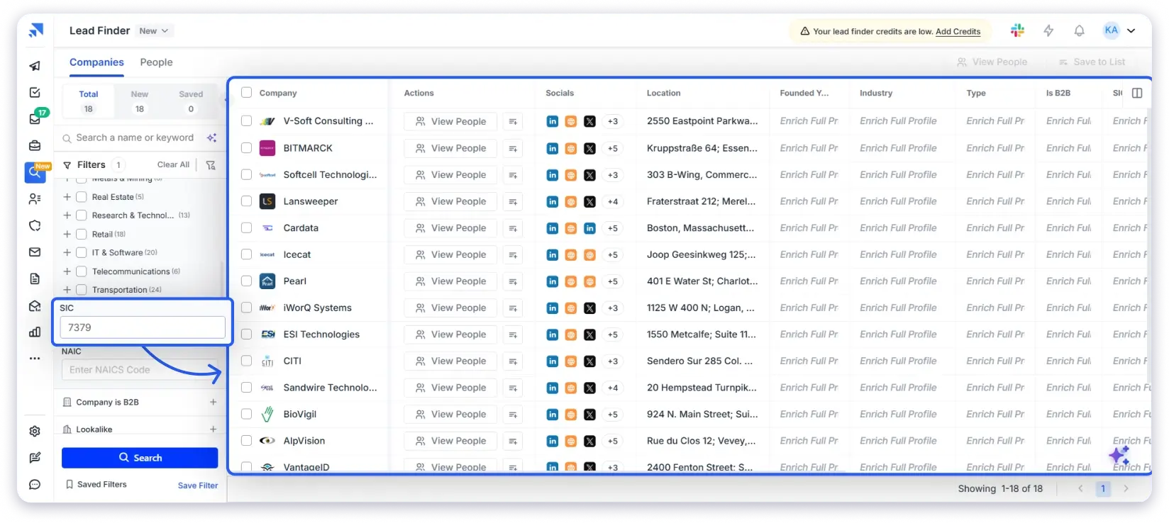 Find email and phone number using sic code step 4
