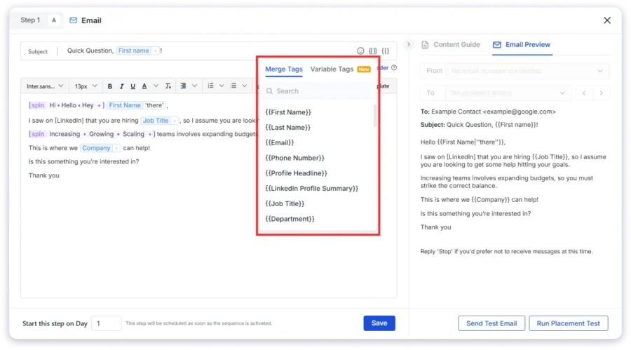 merge tags salesandy
