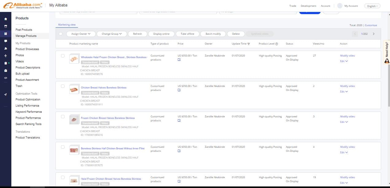 Alibaba- seller listing services