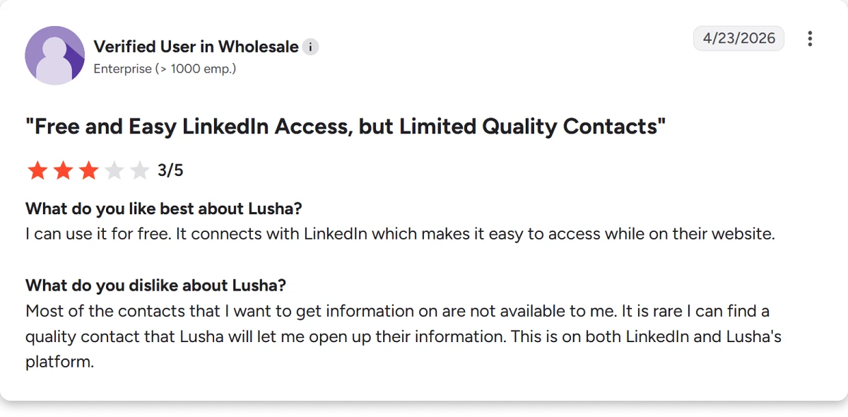 Number 1 reason why sales teams switch from Lusha