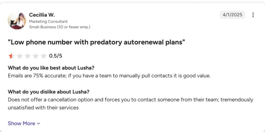 Number 5 reason why sales teams switch from Lusha