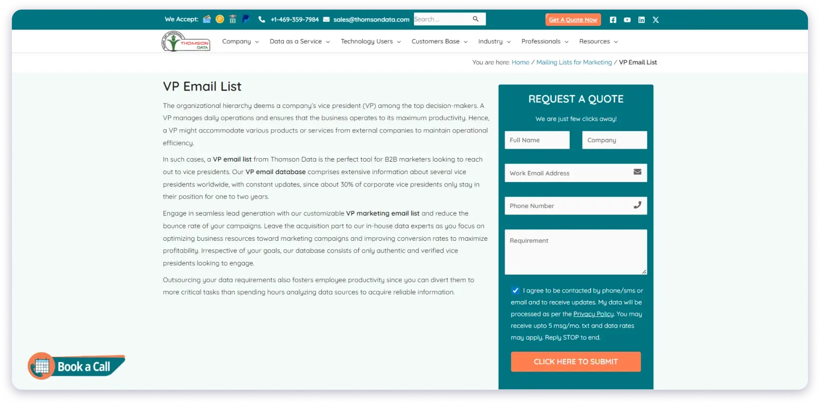 Thomson Data - Best VP Email Data Provider