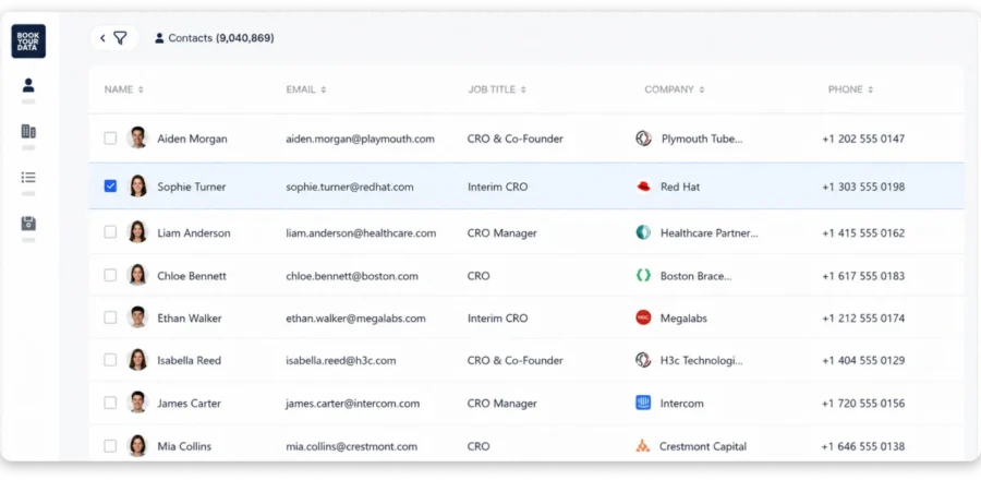 BookYourData contact database to buy email list