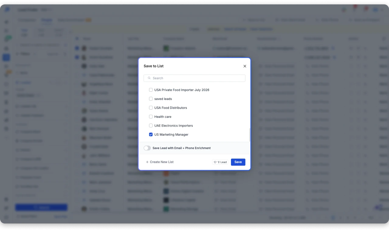Save the Lead and make a list to start outreach