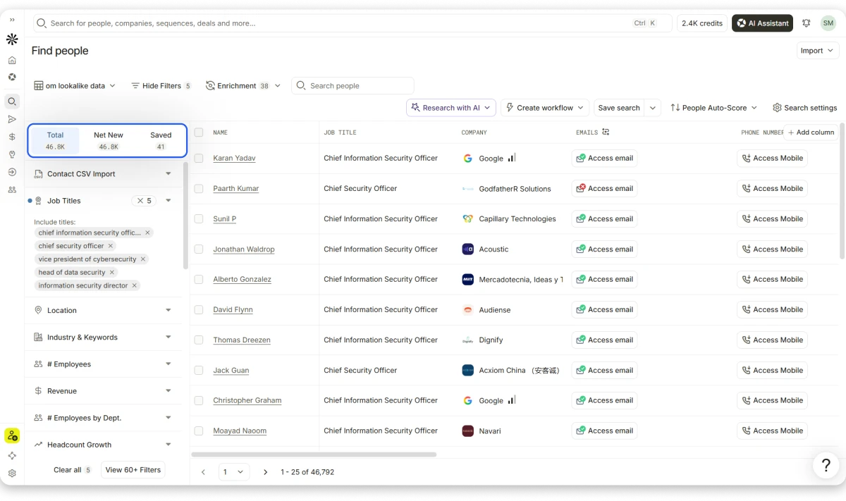 How to find CSO emails with Apollo