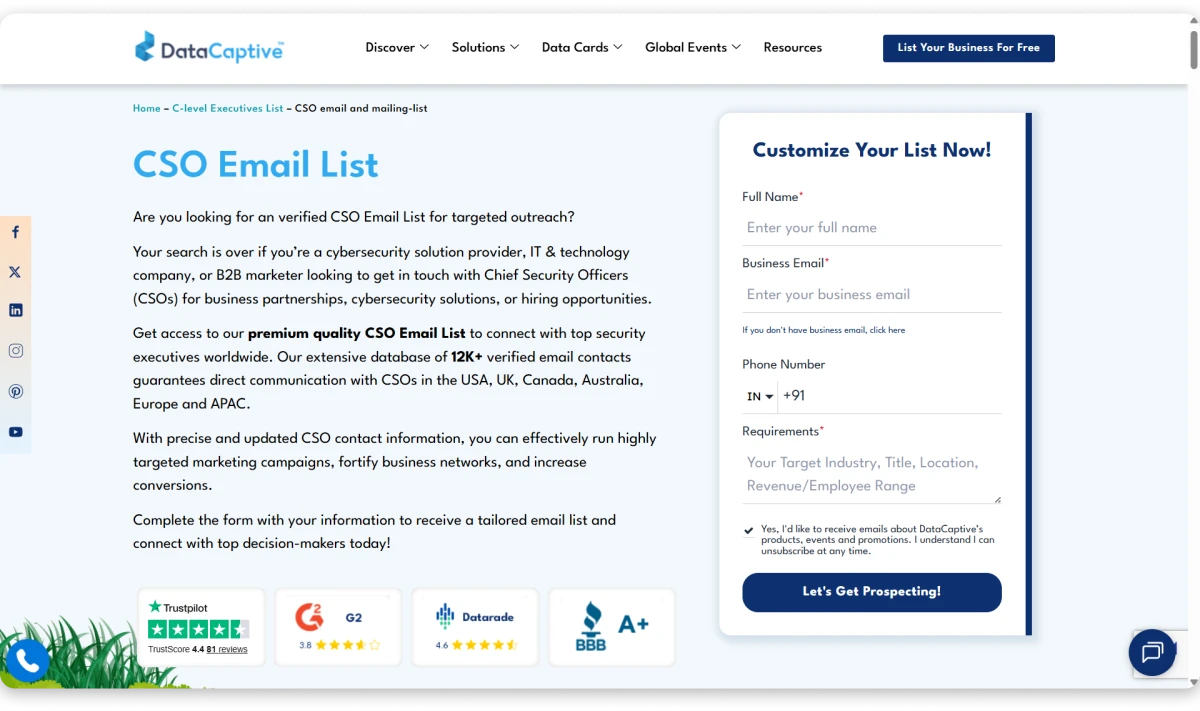 How to find the CSO email list with DataCaptive