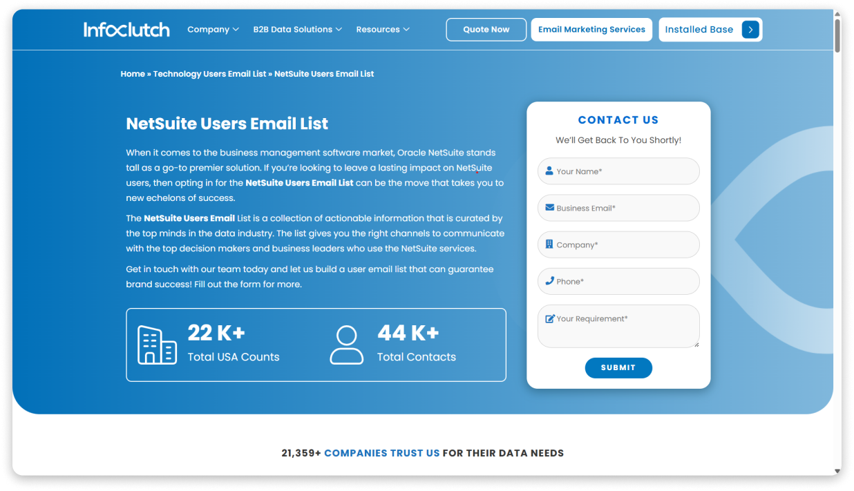 InfoClutch NetSuite Users Email List