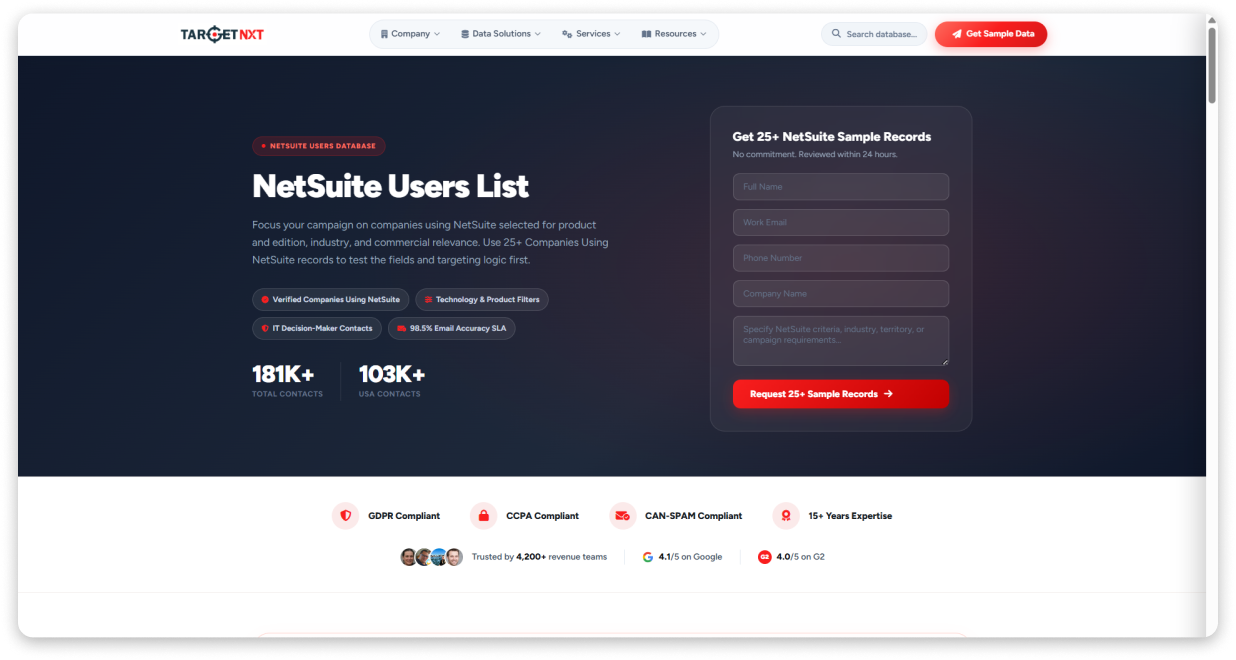 How to find the NetSuite Email List in TargetNXT