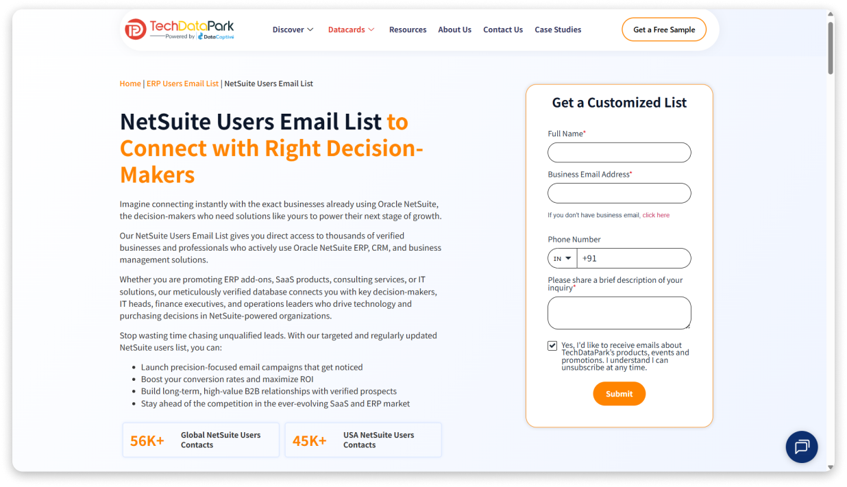 TechDataPark NetSuite Users Email List