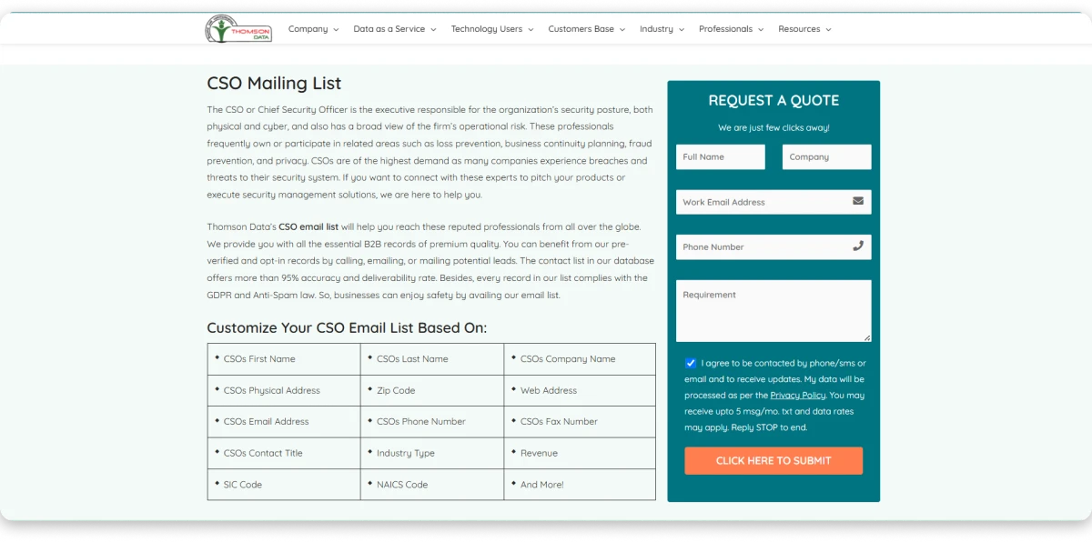 How to find the CSO email list by Thomson Data