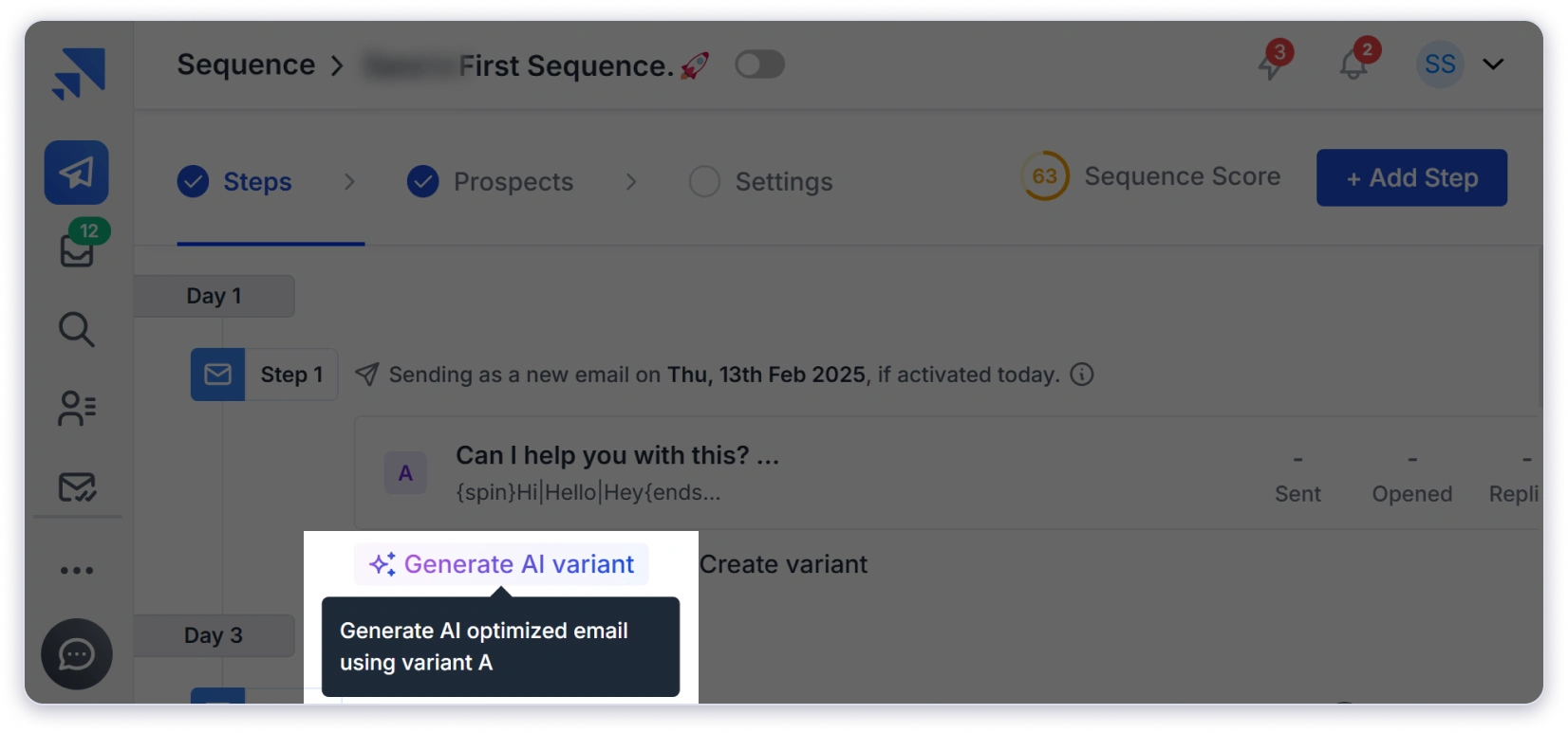 AI Content Variant in Saleshandy