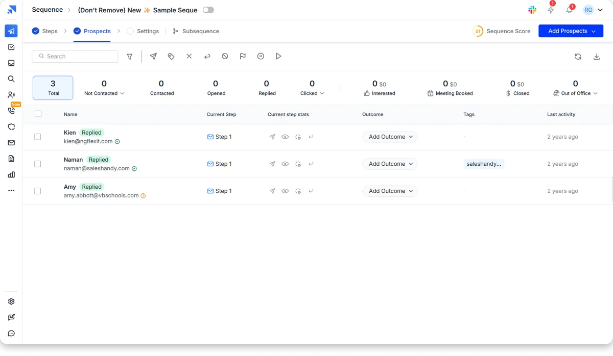 Add prospect list in Saleshandy