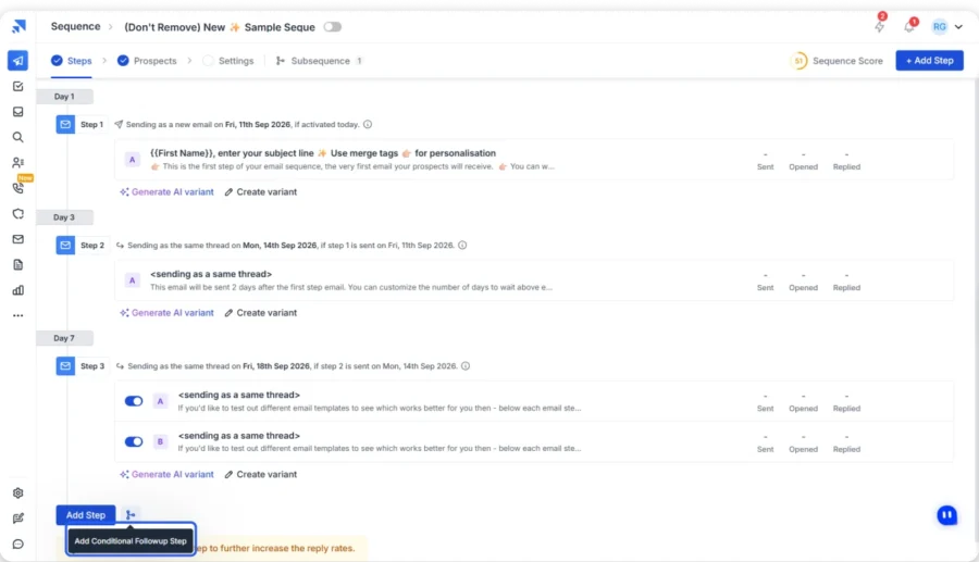 Add conditional follow up in Saleshandy