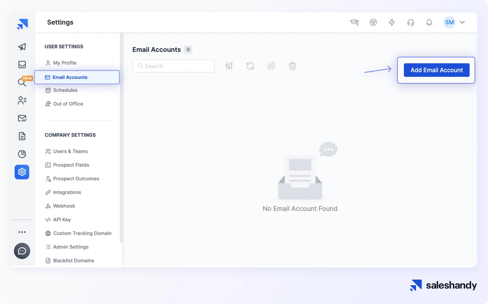 Add-email-accounts in Saleshandy