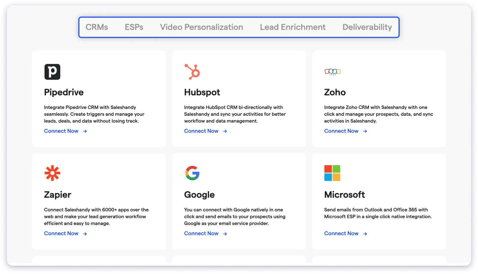 Saleshandy Native Integrations