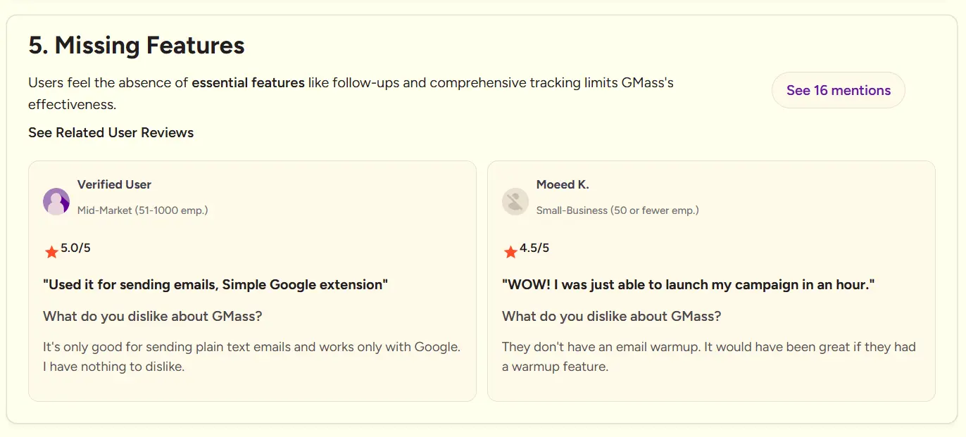 GMass Missing Essential Features