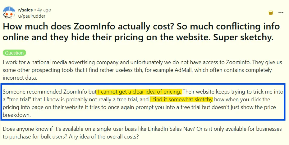 Problem With ZoomInfo's Pricing