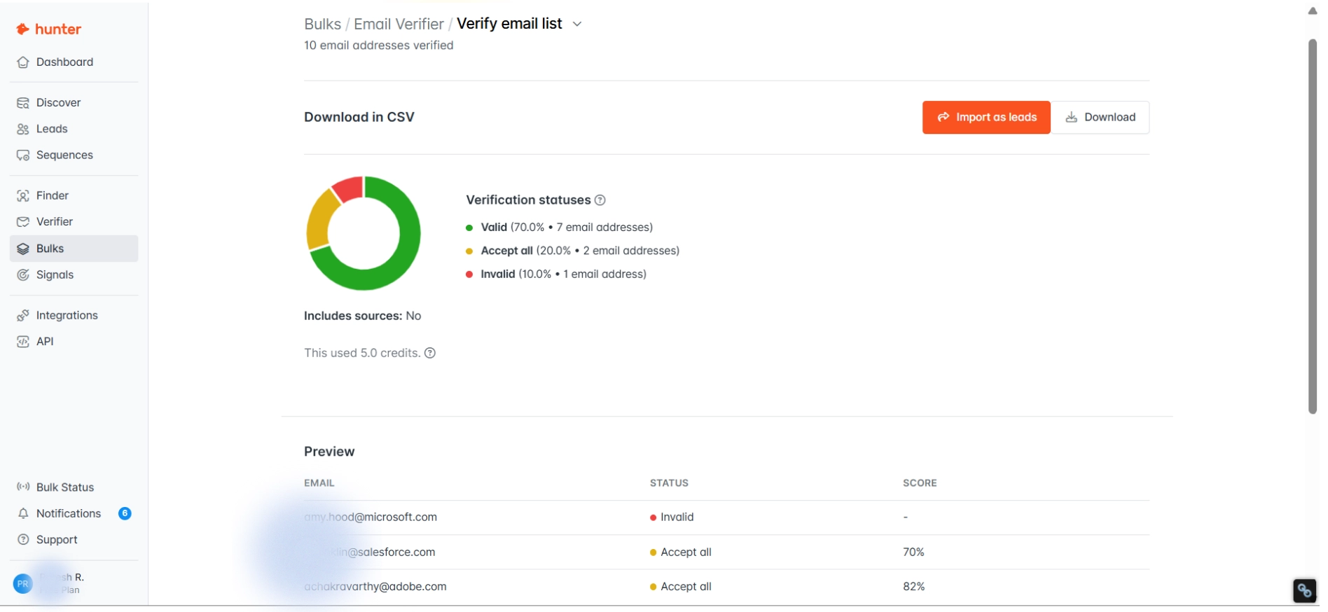 Hunter email verifier