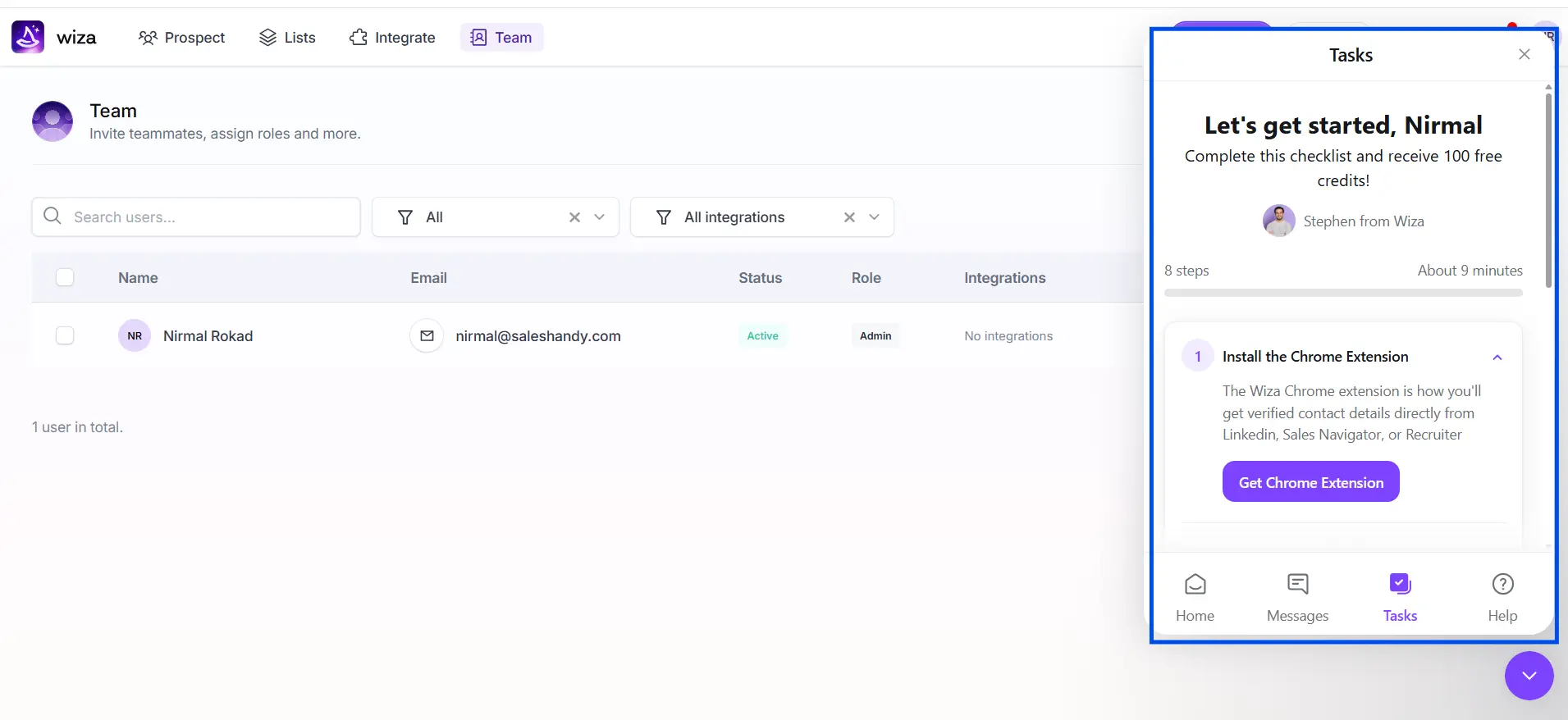Wiza Chrome Extension