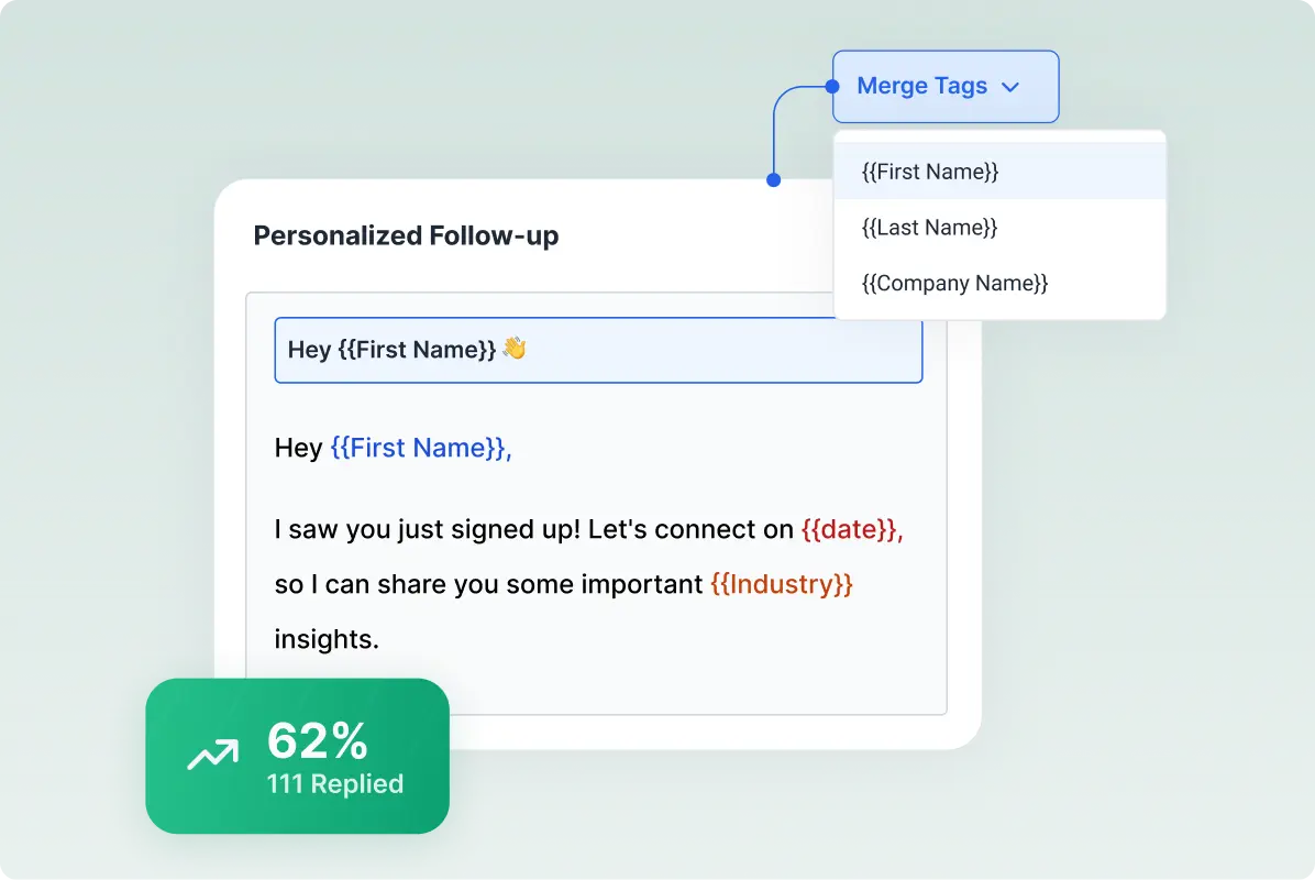 Personalize your follow-ups with merge-tags and spintax