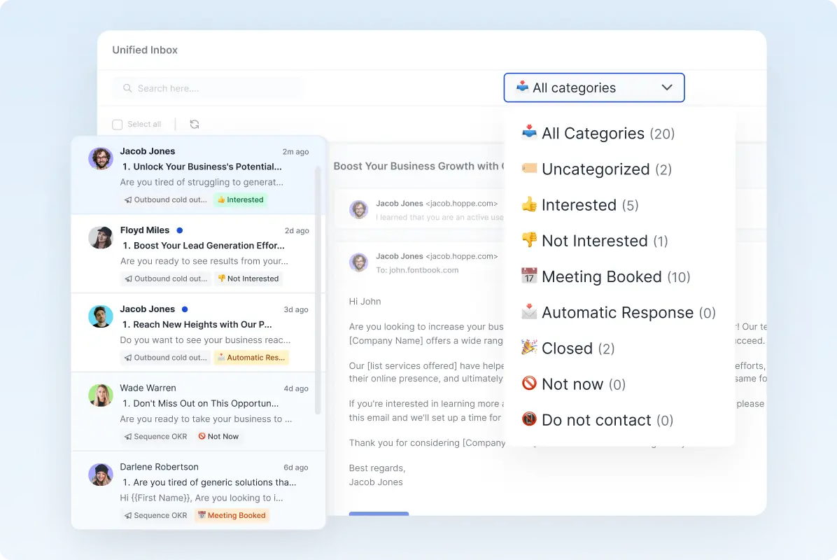 Respond to all prospects from the Unified Inbox
