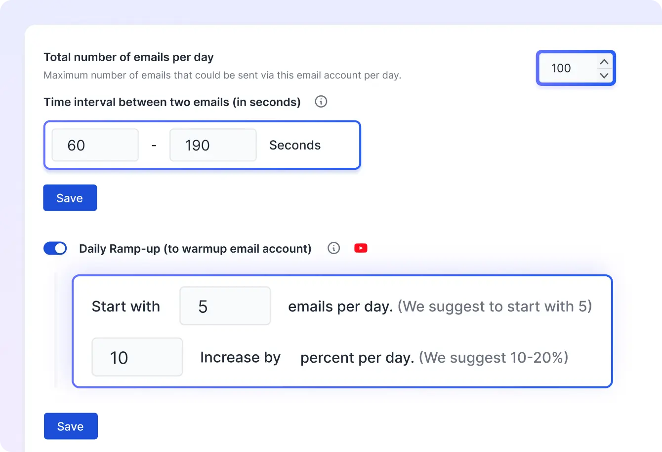 Ramp-up for Gradual Sending